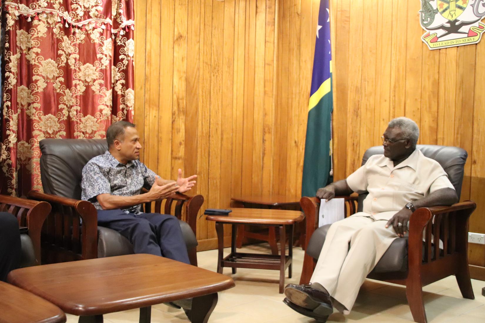 Hon. PM Manasseh Sogavare meeting with UN Resident Coordinator, Sanaka Samarasinha