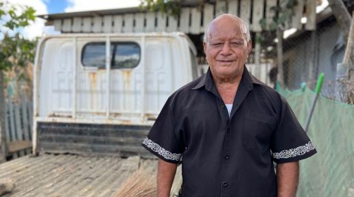 The natural disasters were a major blow to 74-year-old Fangupō Lātū, from the village of Pātangata. His fishing boat was sunk and destroyed during the tsunami, leaving him unable to make a living. 